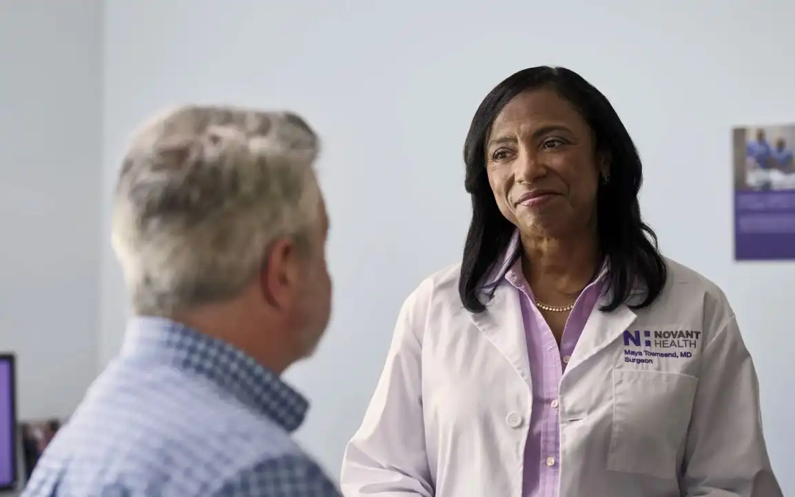 A clinical office visit scene